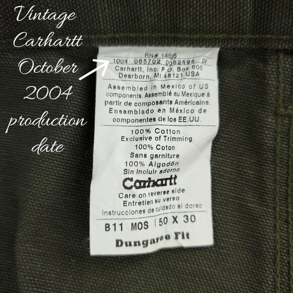 Carhartt Vintage Washed Duck Work Dungaree Carpenter Pants "50x30" Real 49x30 NW - Picture 5 of 14